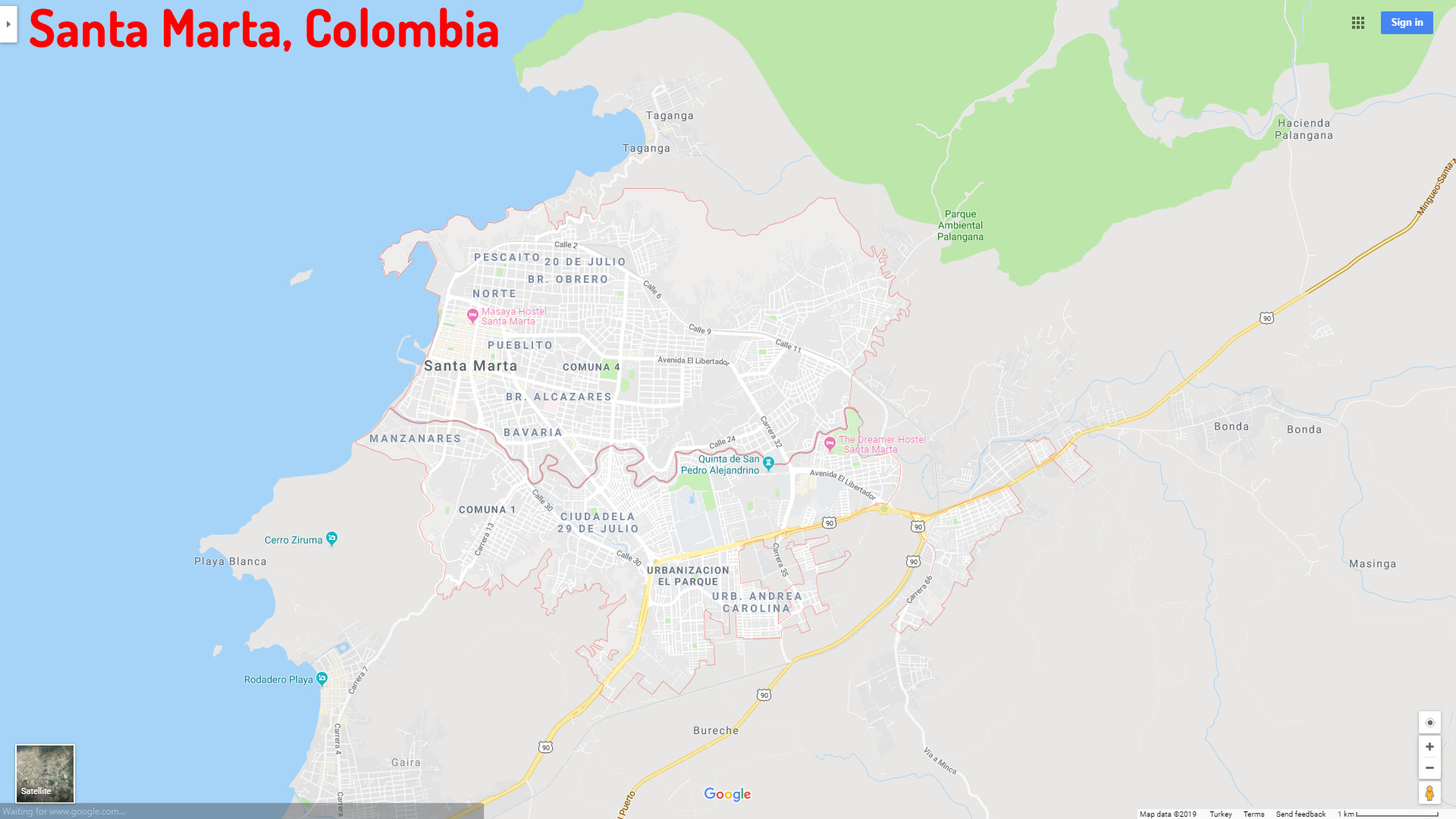 Santa Marta map Colombia