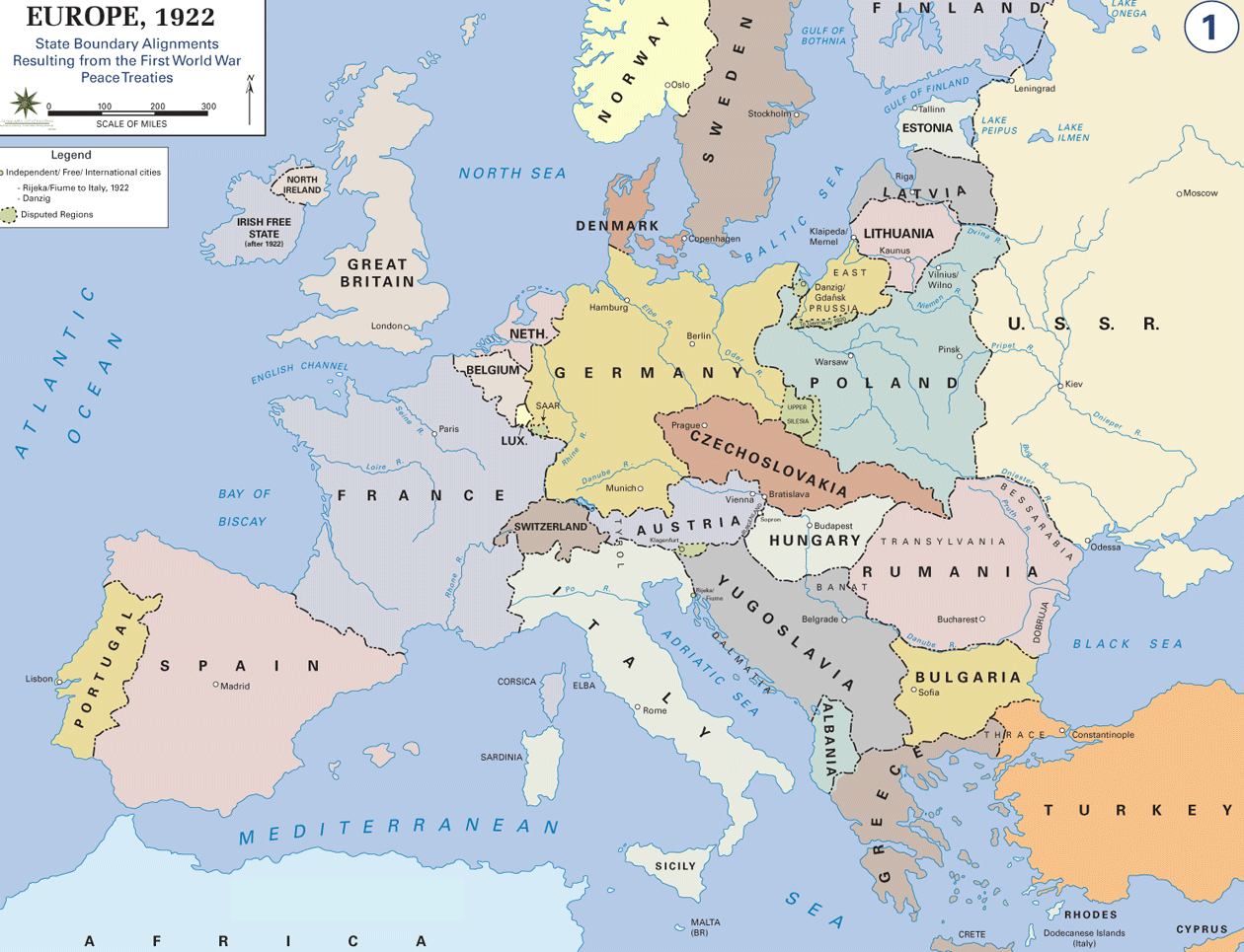 Europe Map After World War 1