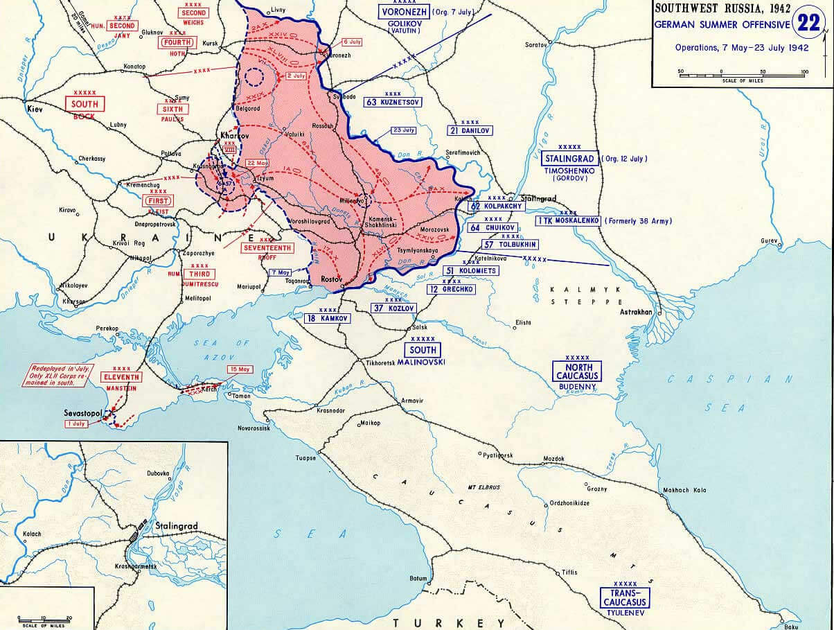 Europe Map World War2 Stalingrad 1942