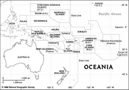 Oceania Outline Map