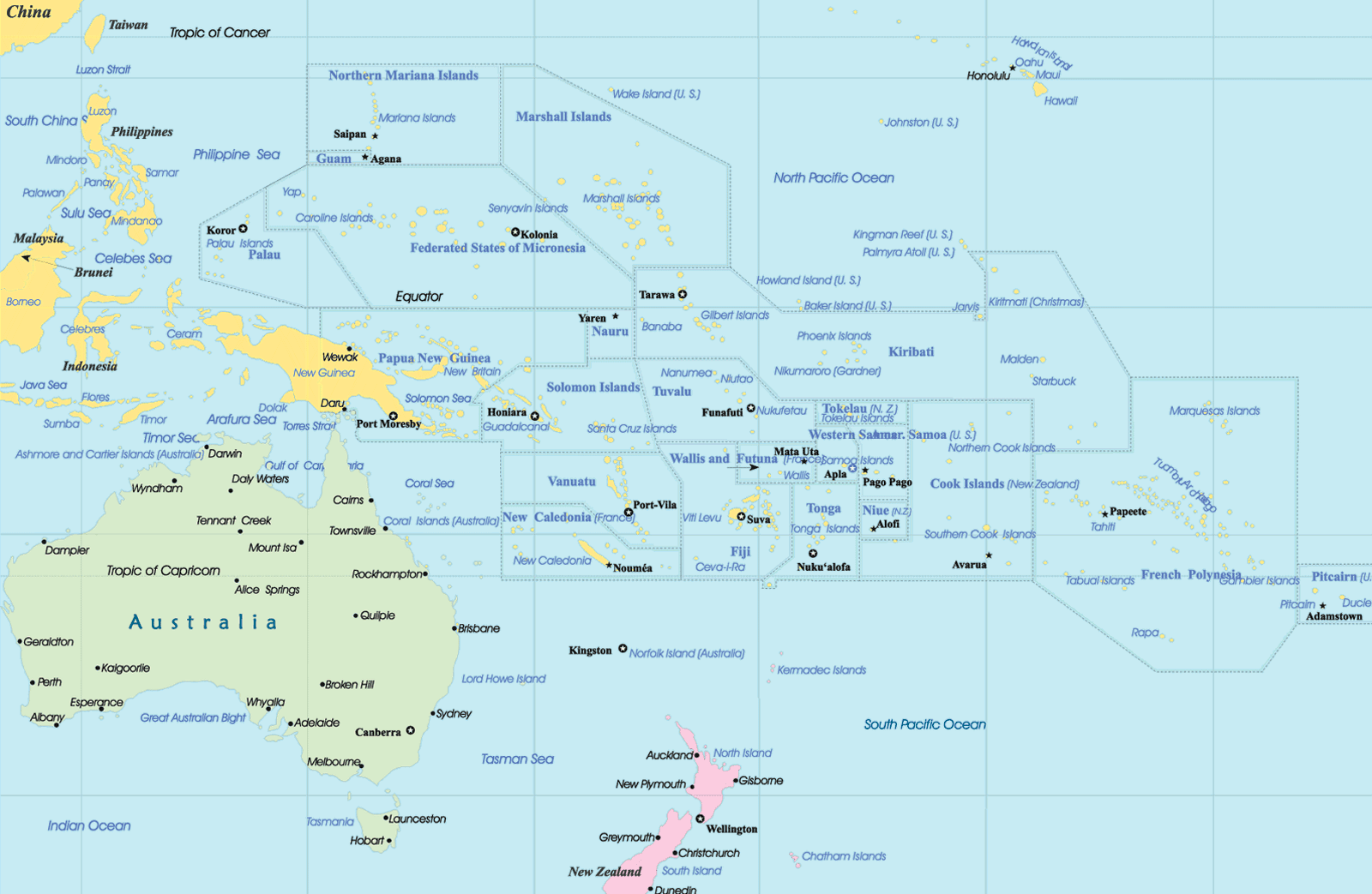 Oceania Political Map Countries