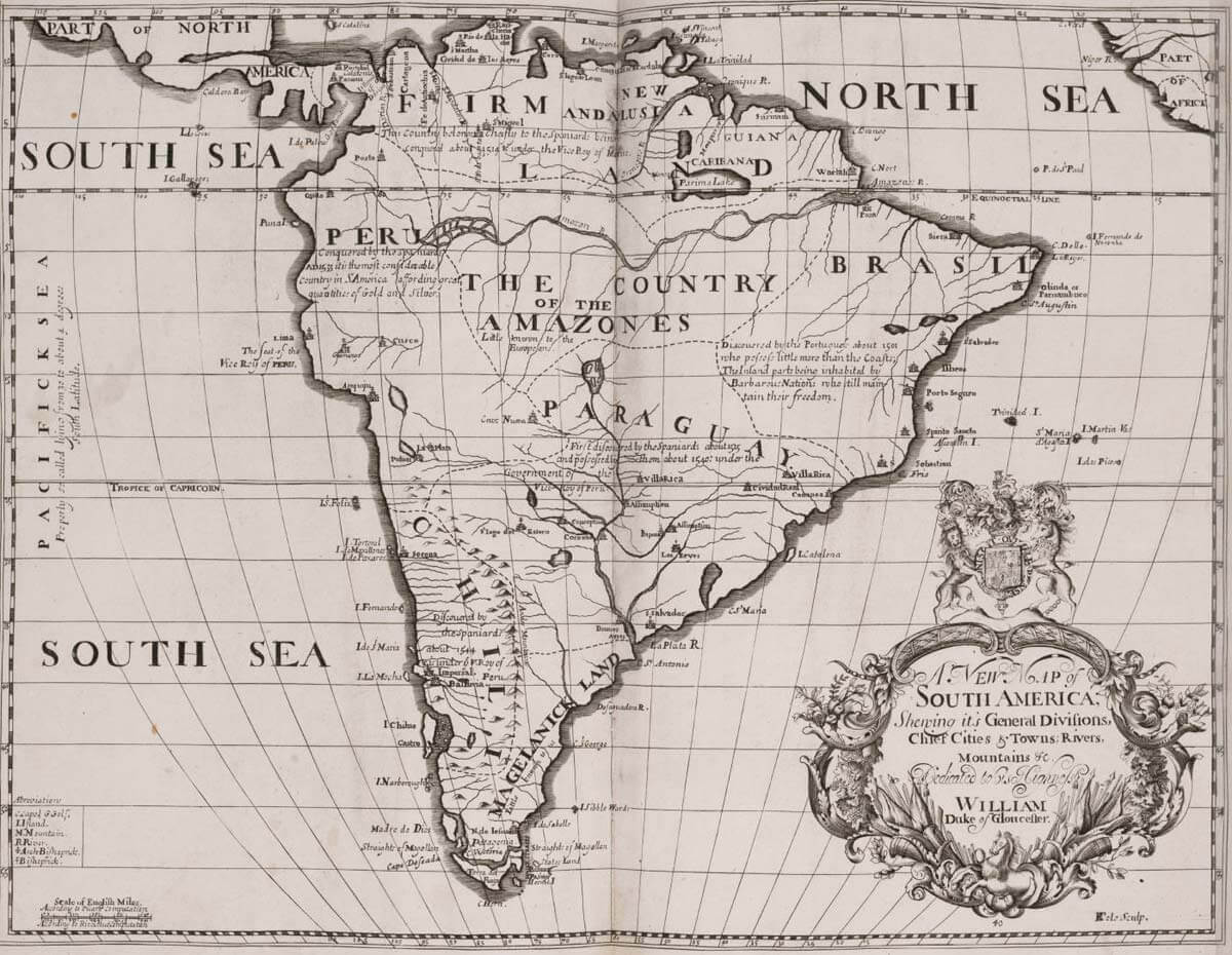 Historical Map of South America 1704