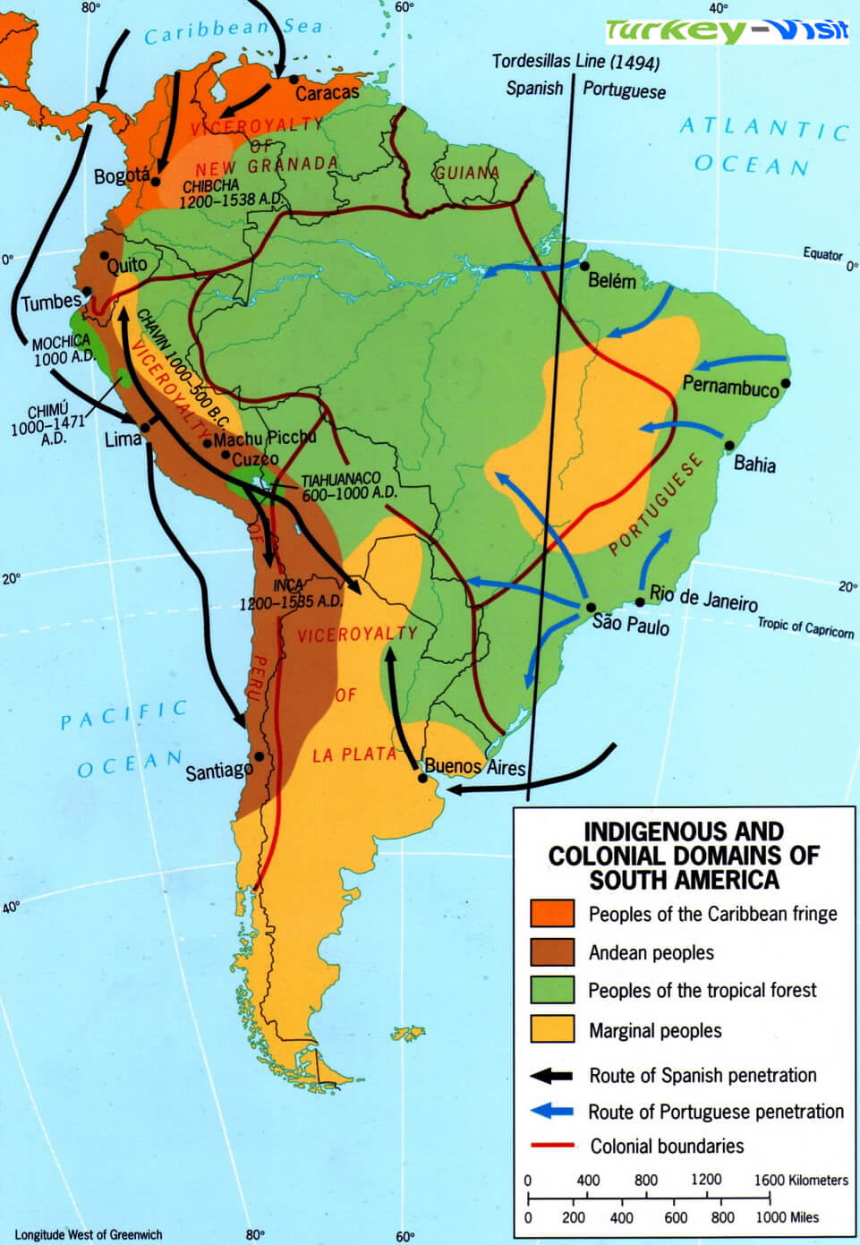 South America Colonies Map