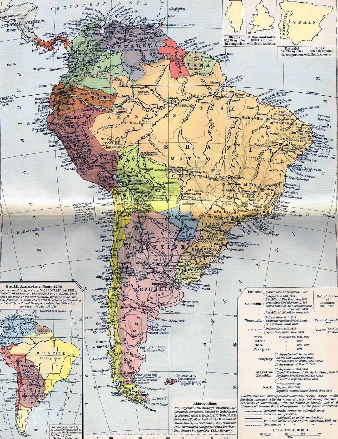 South America Map 1790 - 1911