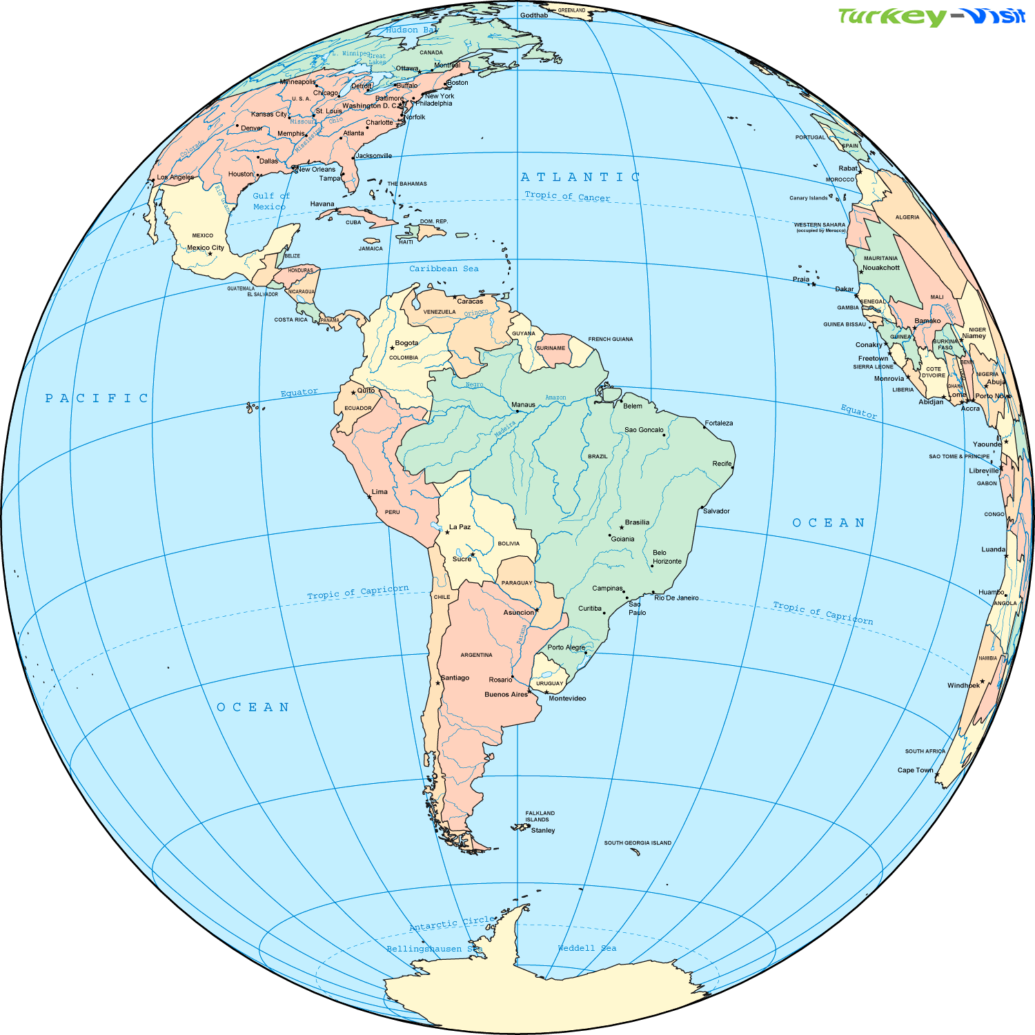 South America Map World