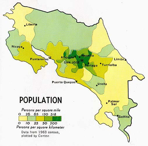 costa rica population map