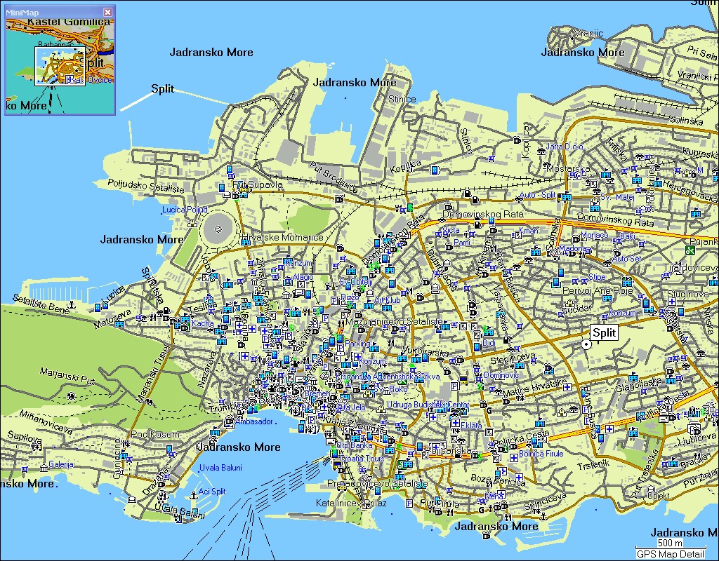 Split city center map