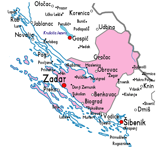 zadar province map