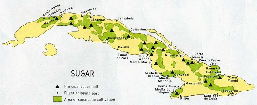 Cuba Sugar Production Map 1977