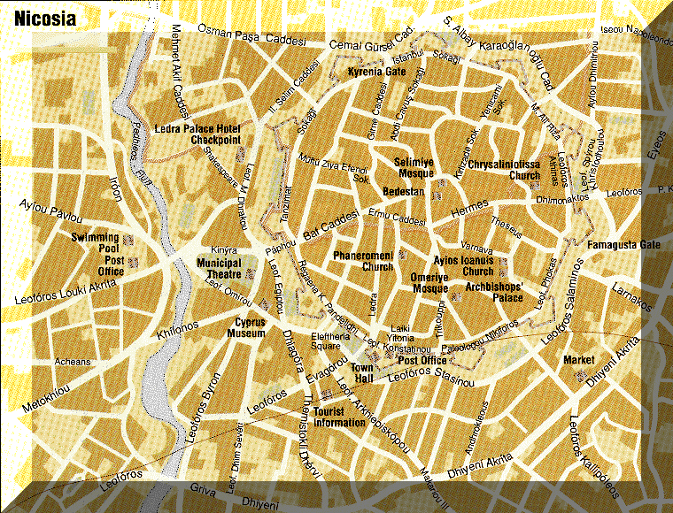 Nicosia city centre map