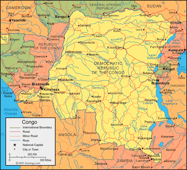 democratic republic of the congo map