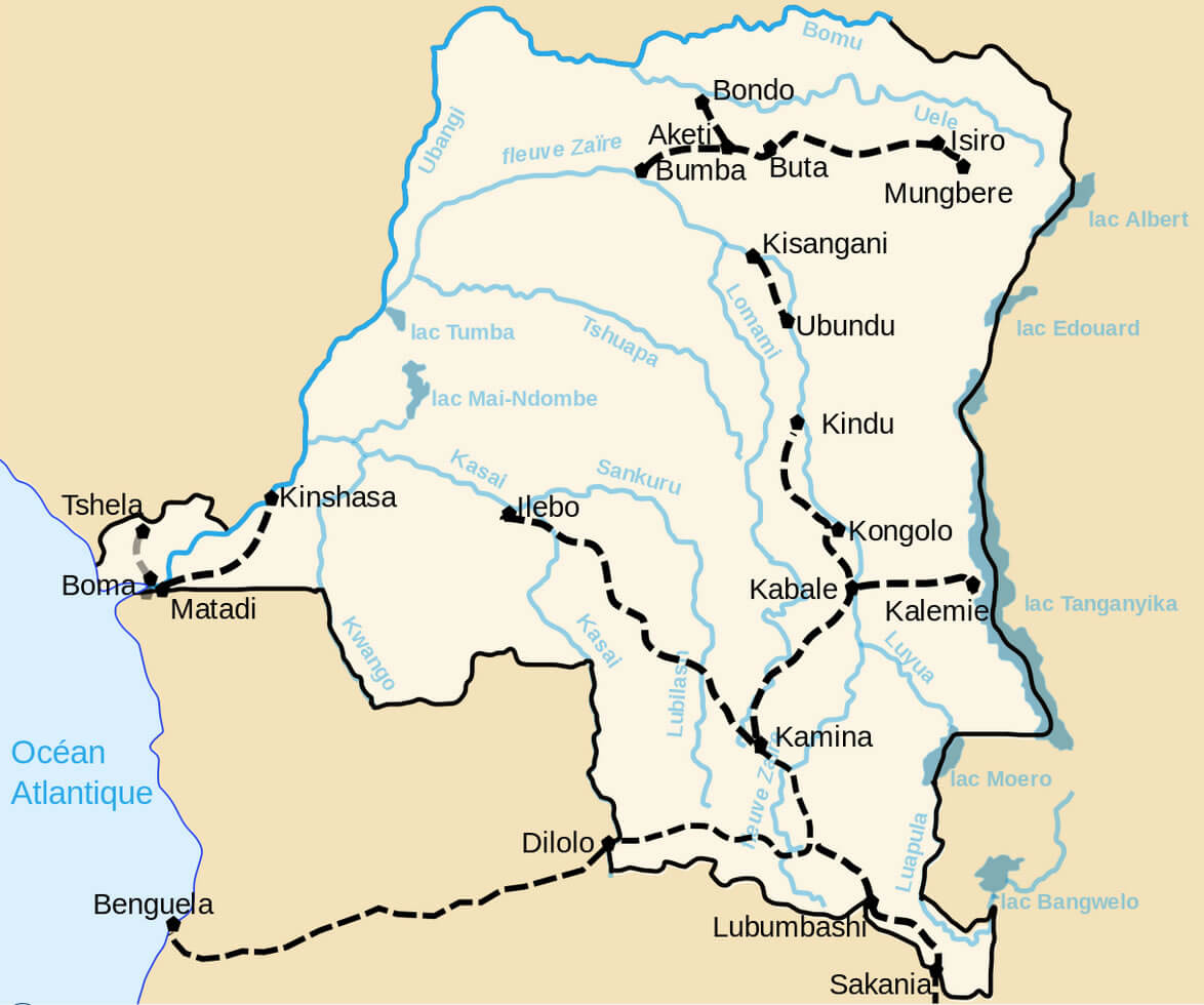 democratic republic congo train river map