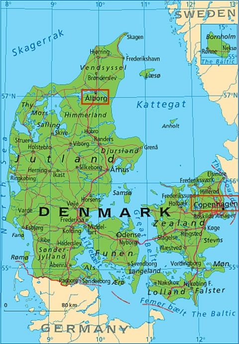 Denmark Map Aalborg