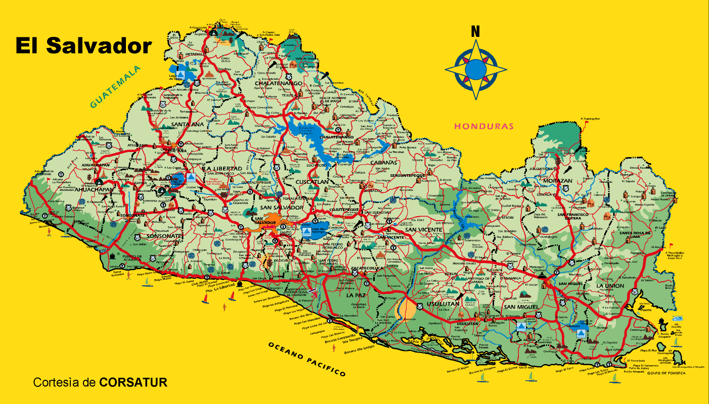 El Salvador Political Map Cities
