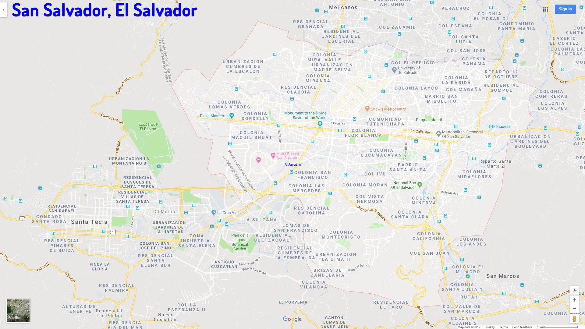 San Salvador map El Salvador
