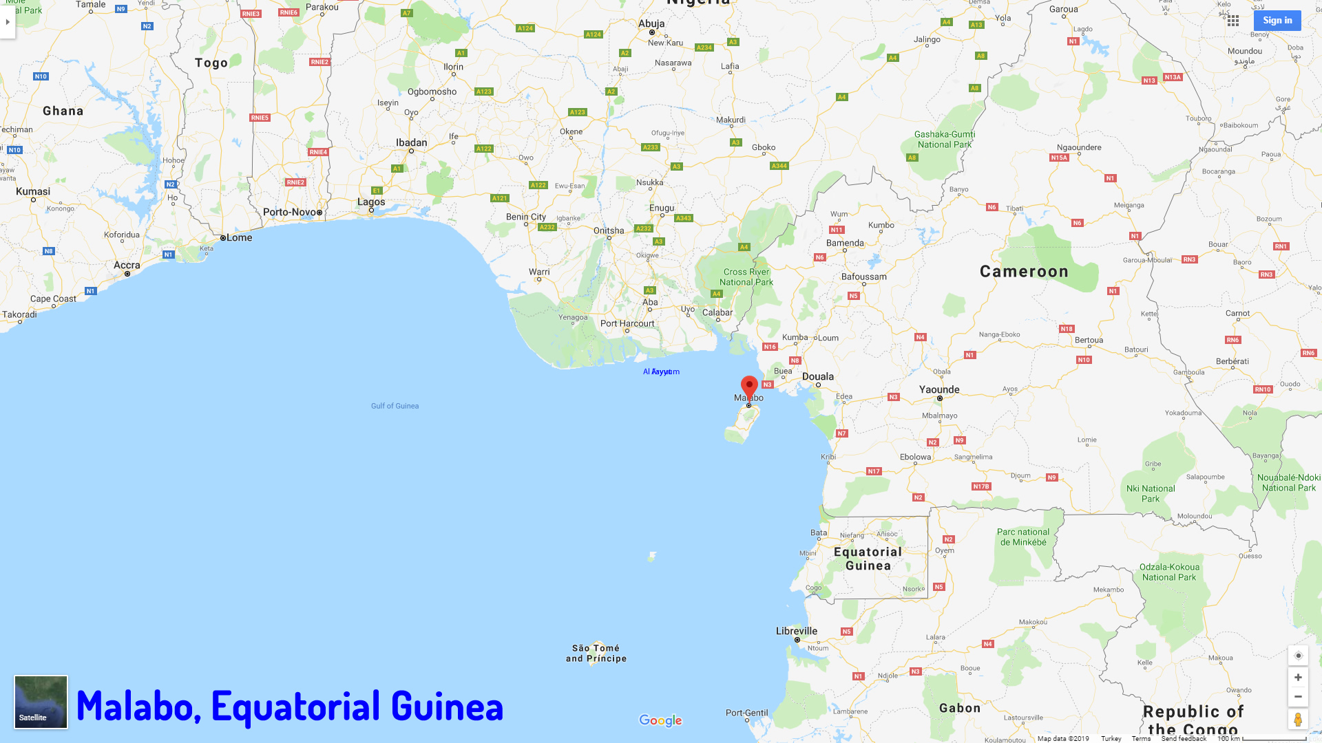 Malabo map Equatorial Guinea