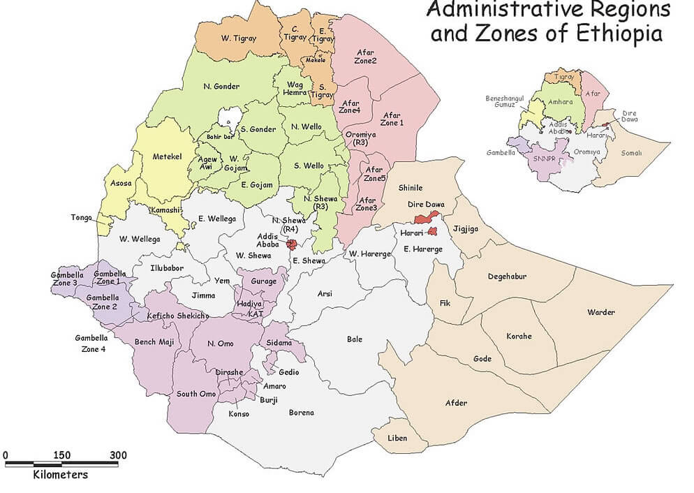 administrative zones map of ethiopia