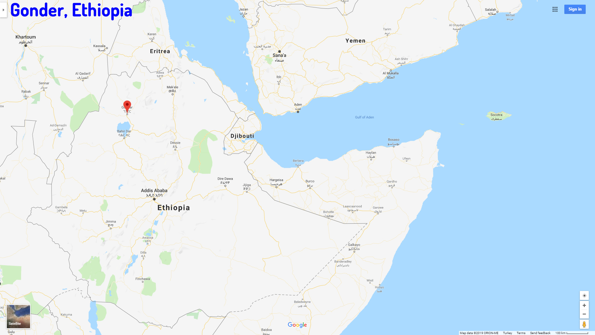 Gonder map Ethiopia