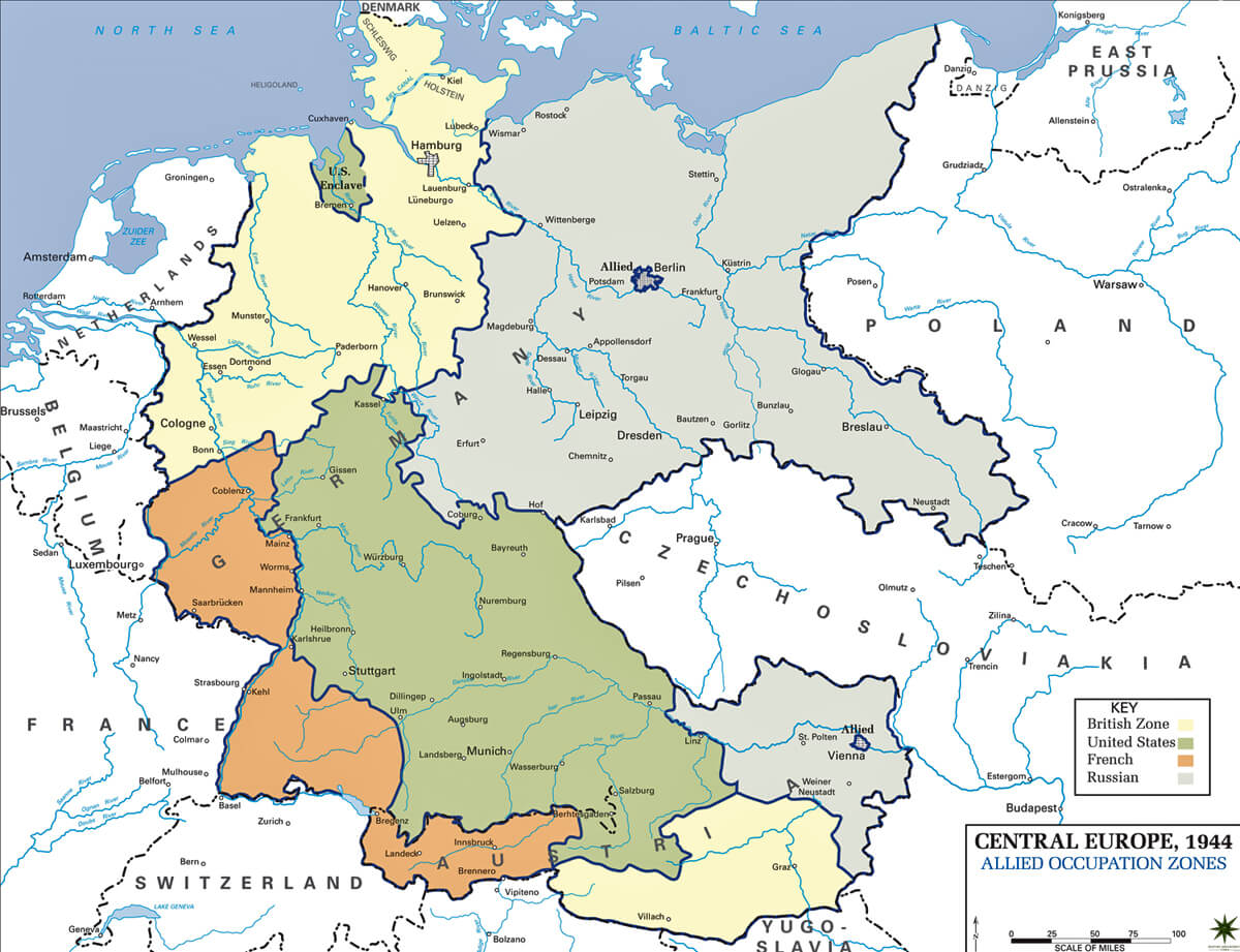 central europe map 1945