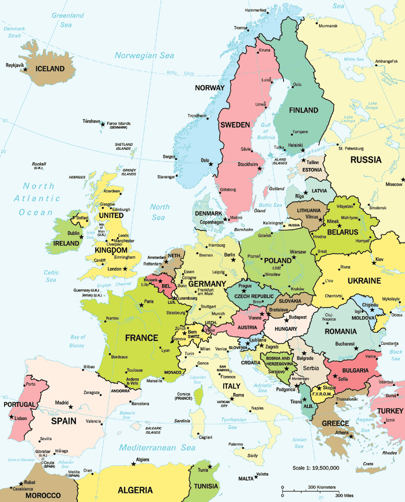 europe countries map