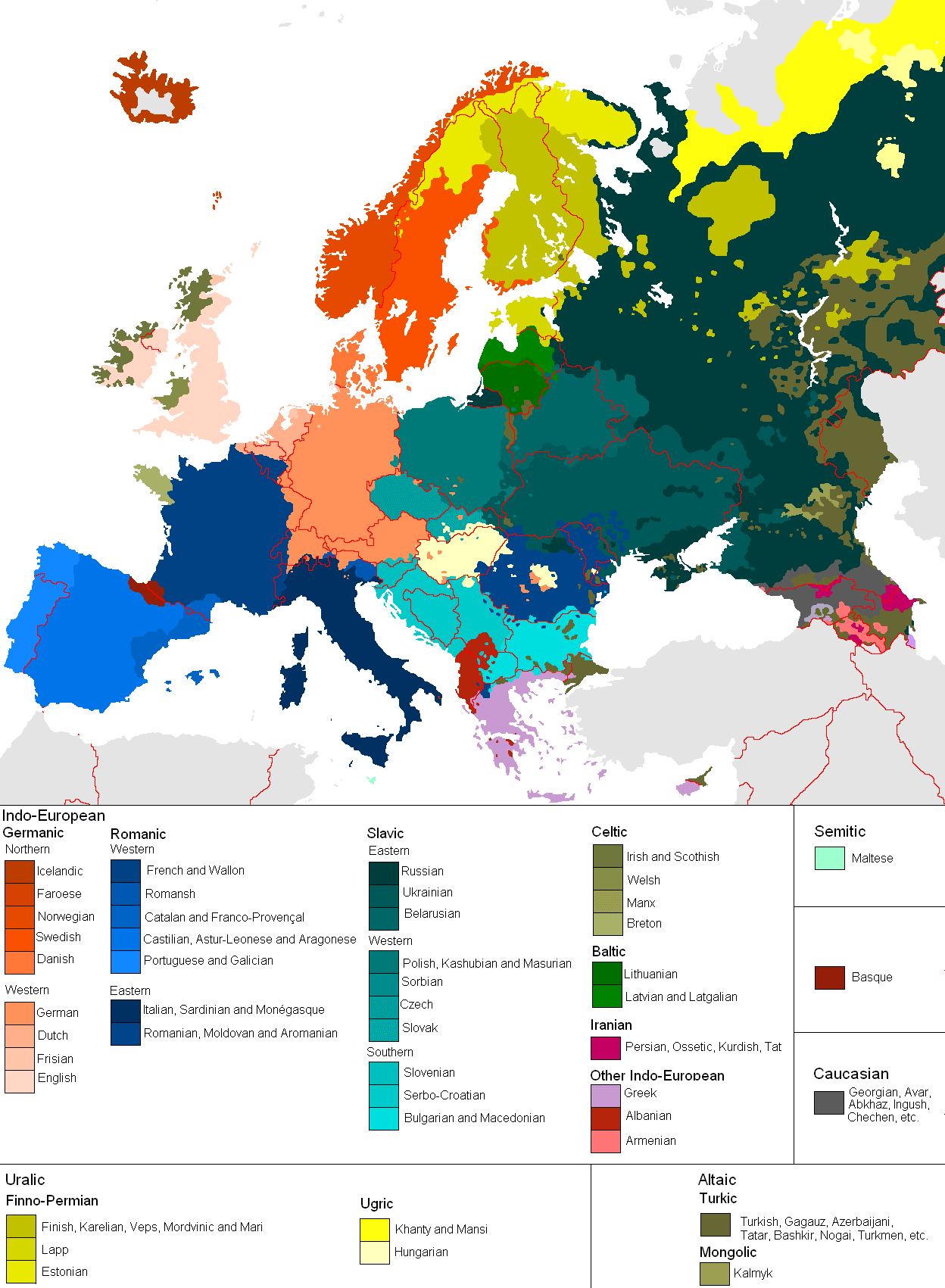 Languages Map of Europe