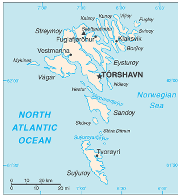 map of the faroe islands torshavn
