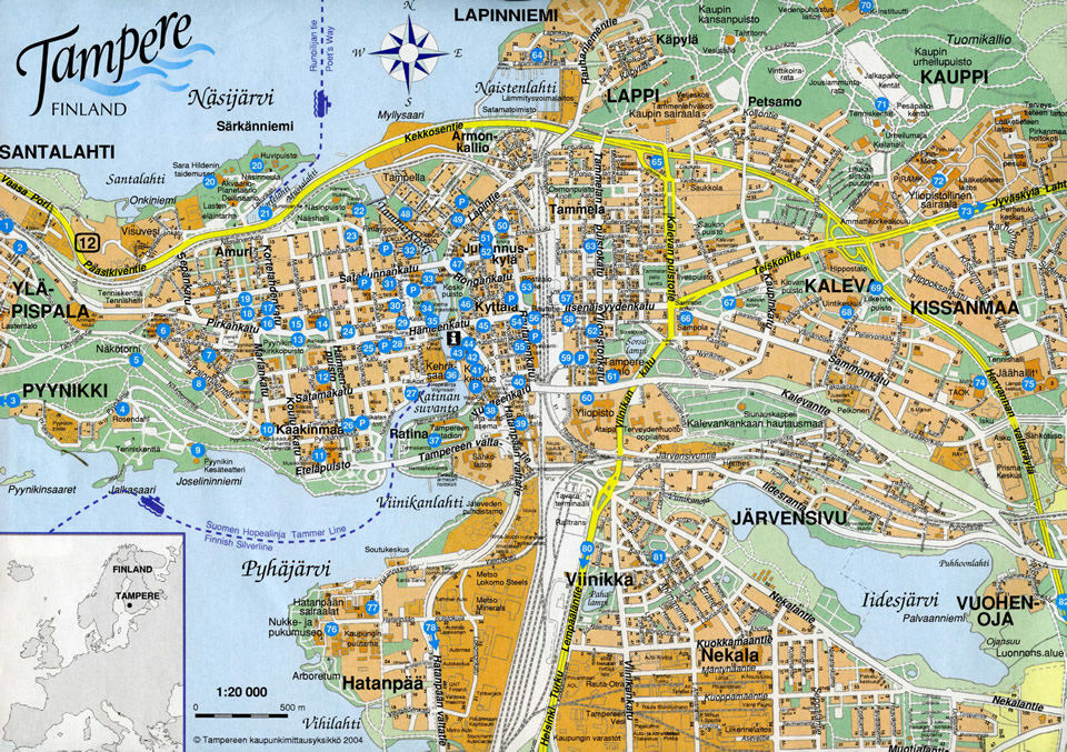tampere city center map