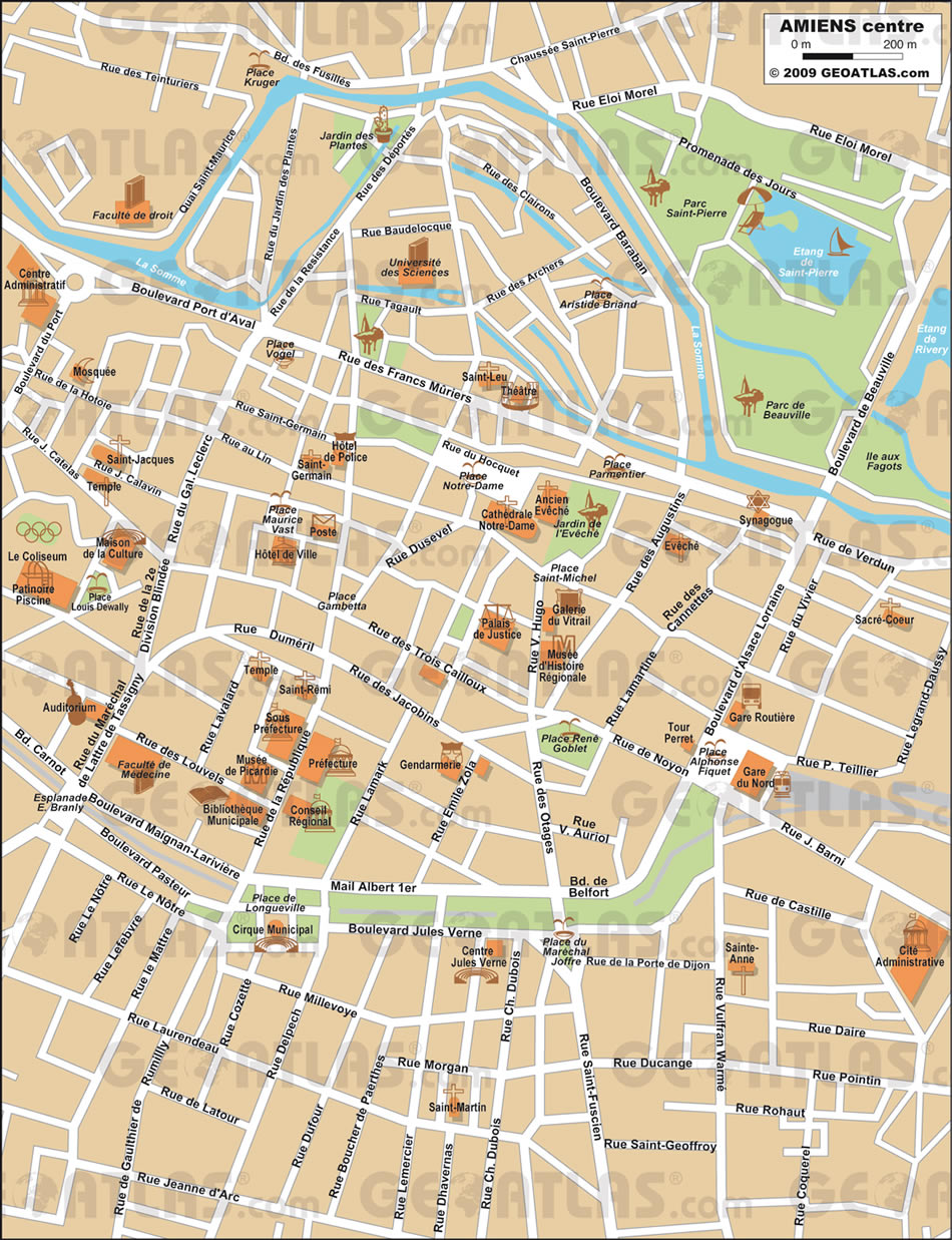 Amiens city center map