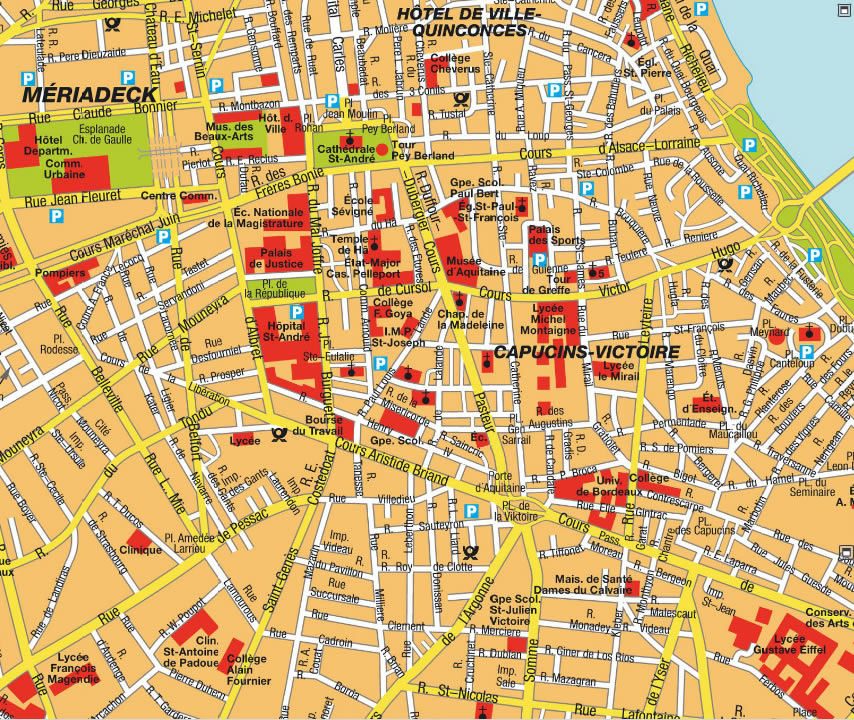 Bordeaux city center map