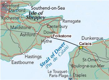 Calais straait of dover map