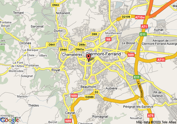 Clermont Ferrand hotels map