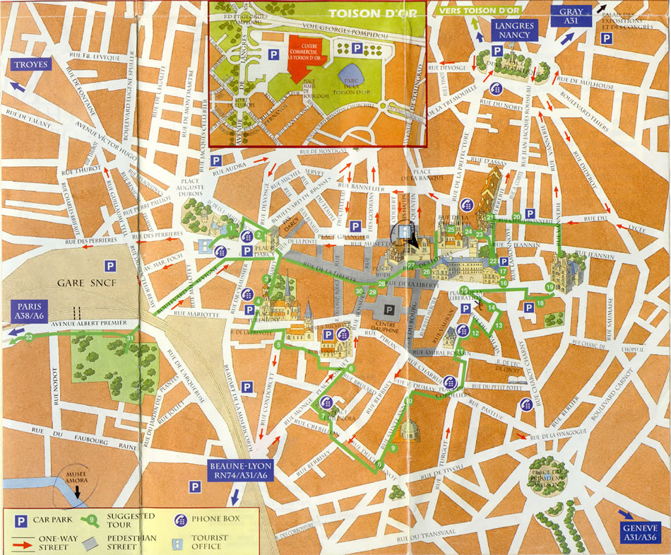 Dijon tourist map