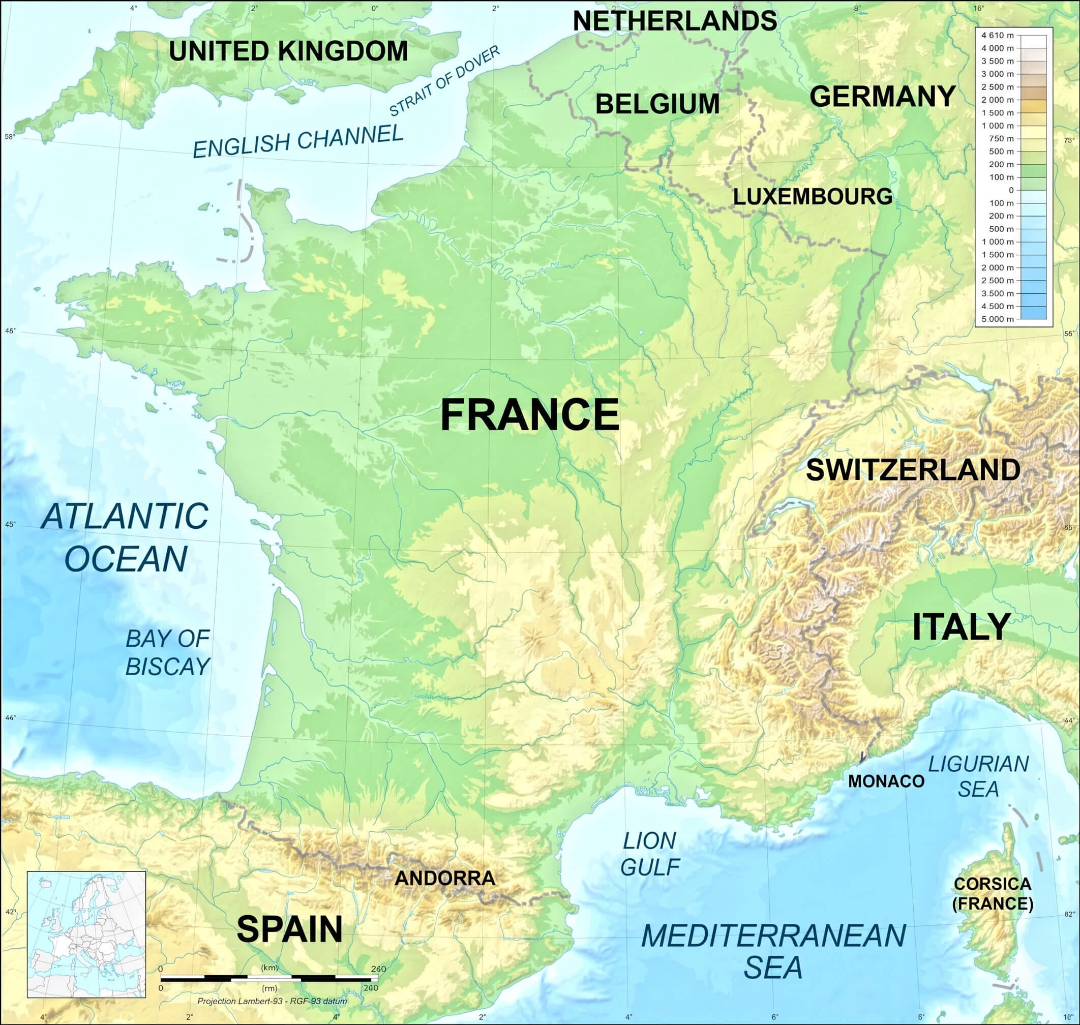 France satellite map