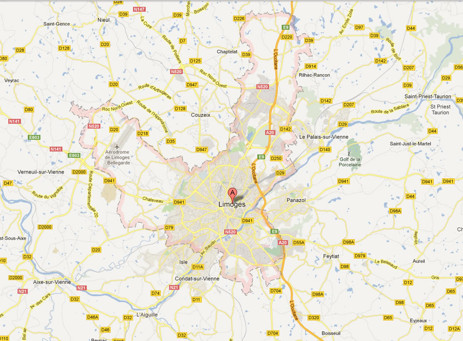 map of Limoges