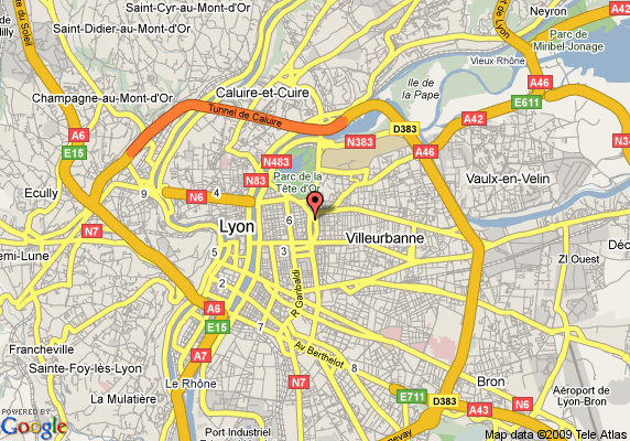 Lyon hotels map