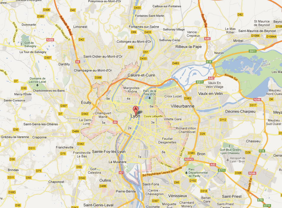map of Lyon
