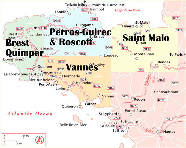 Quimper regions map