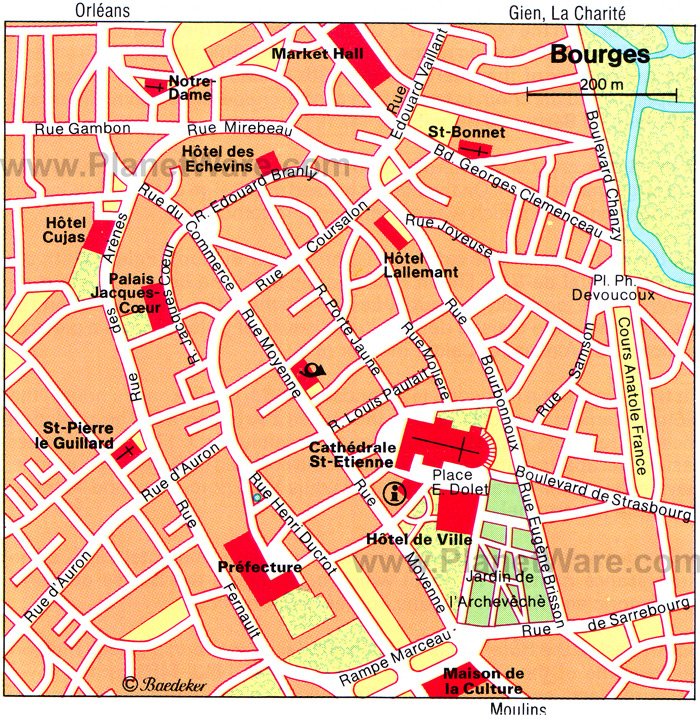 Saint Etienne bourges map