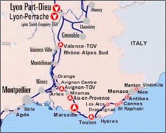 Toulon tgv map