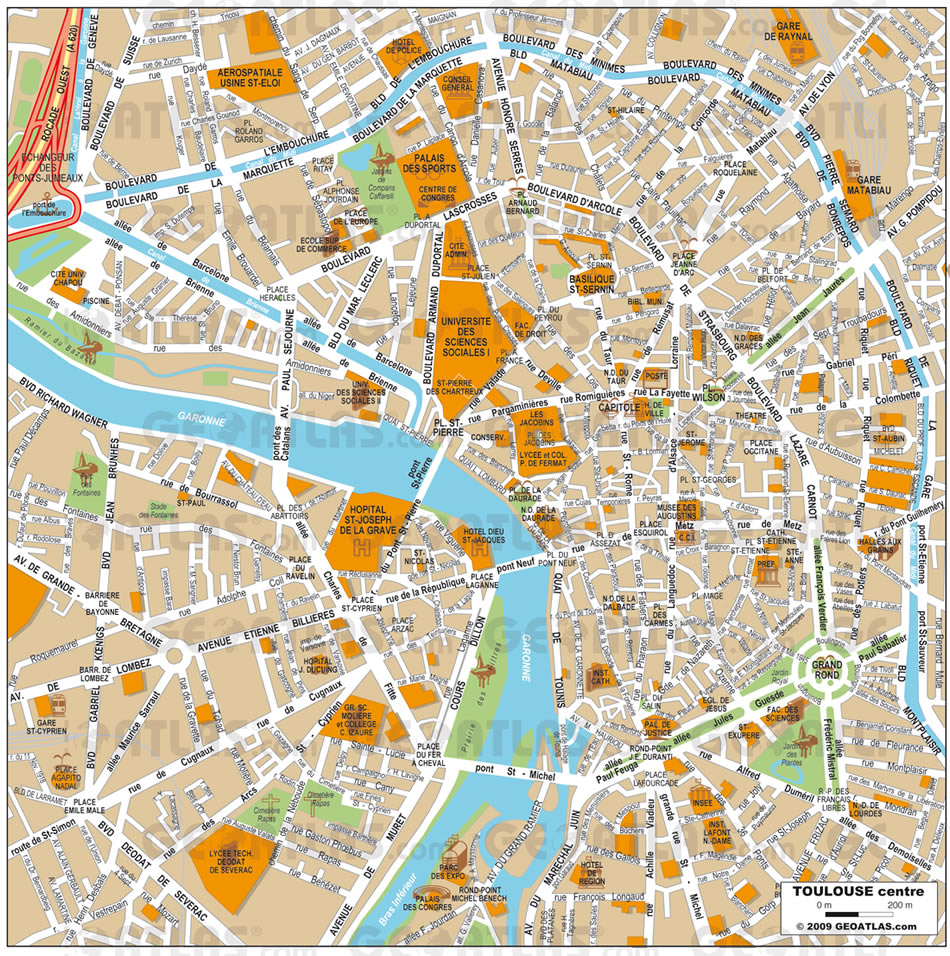 Toulouse centre map