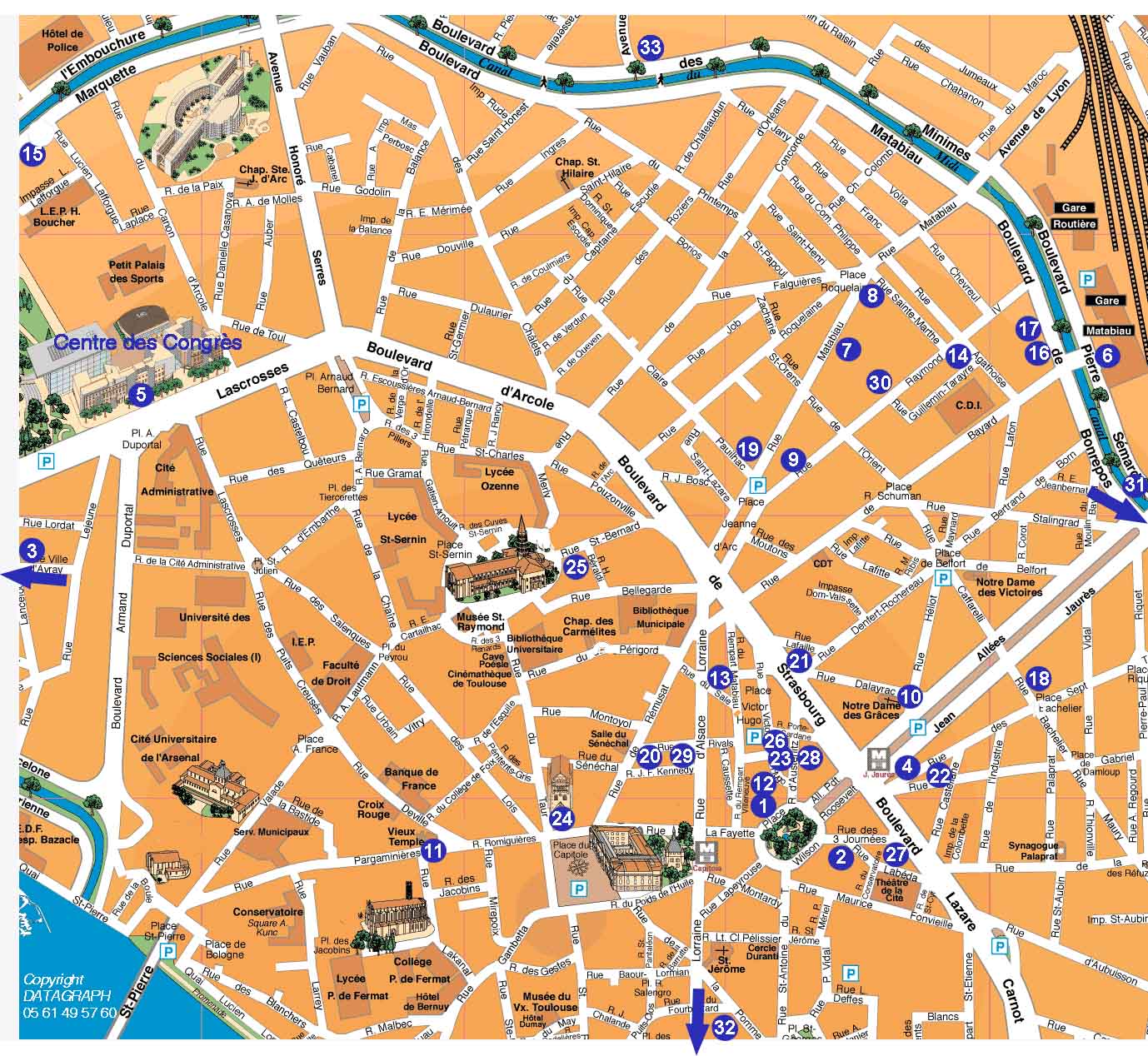 Toulouse hotels map