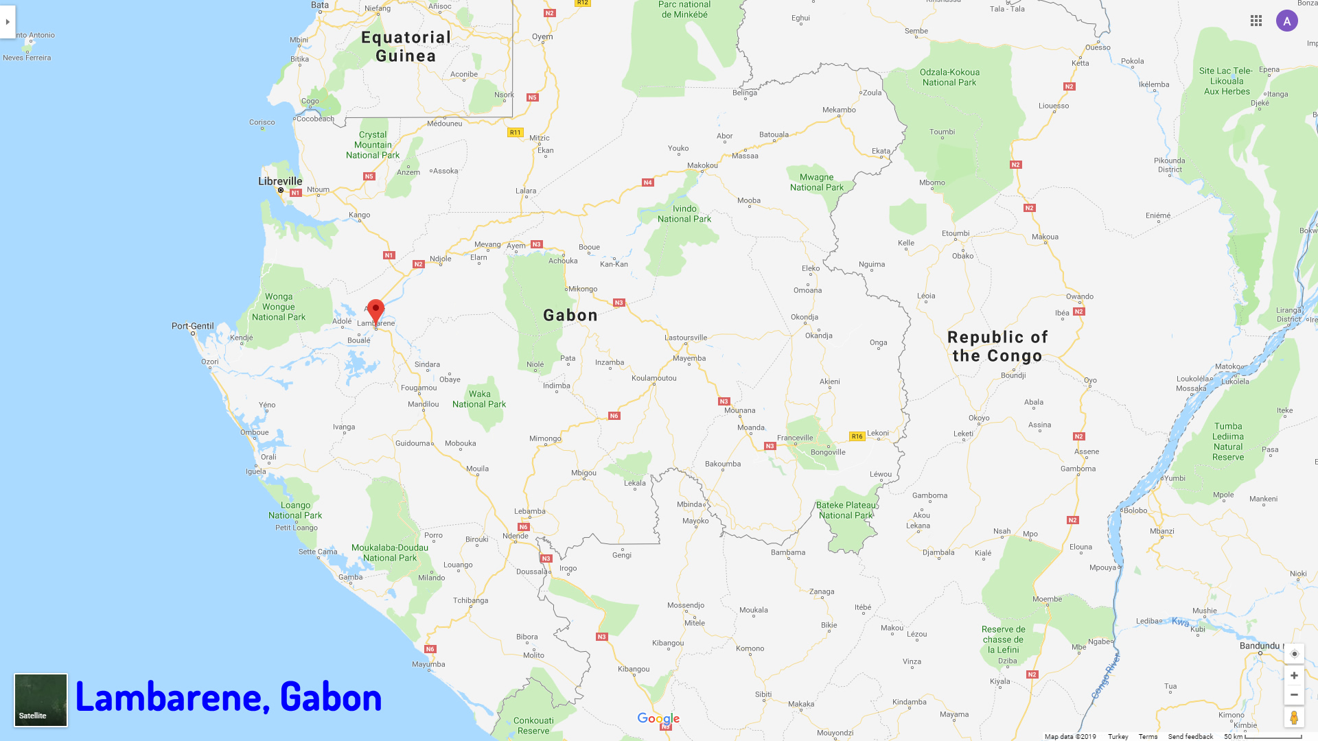 Lambarene map Gabon