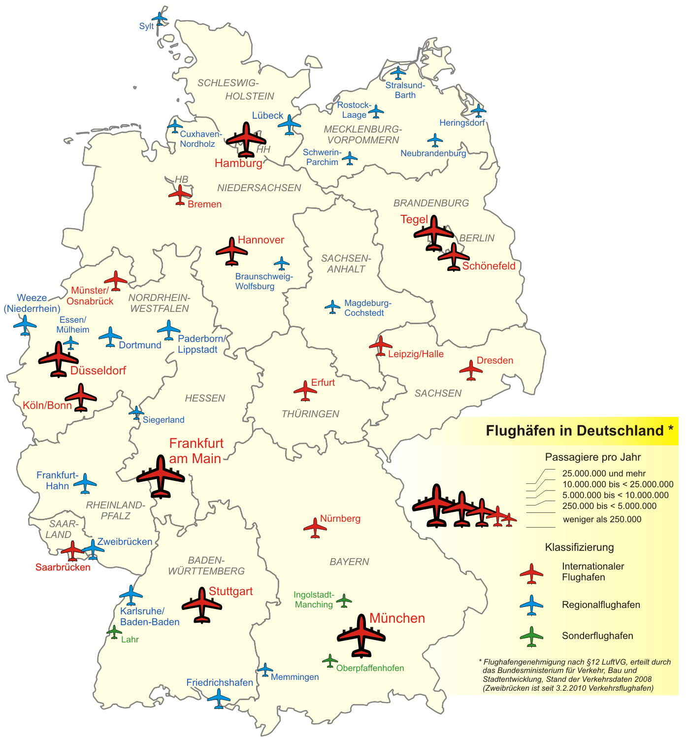 Airports Map in Germany 2008