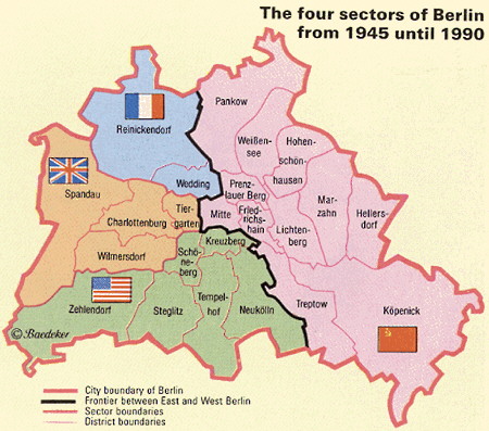 four sectors of berlin 1945 1990 map