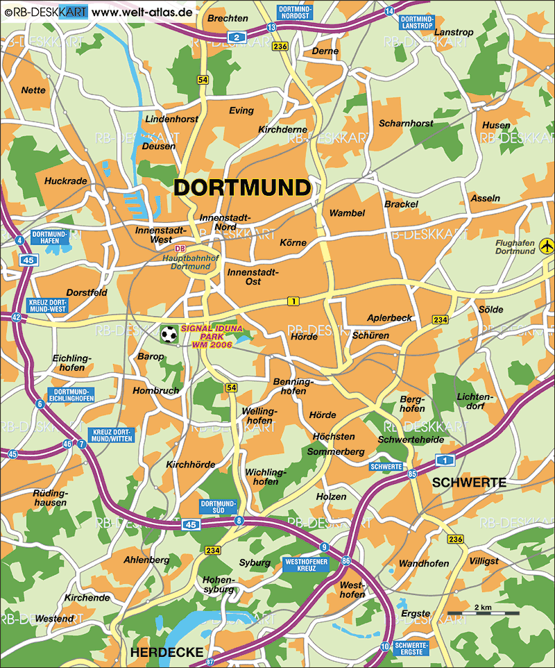 Dortmund districts map