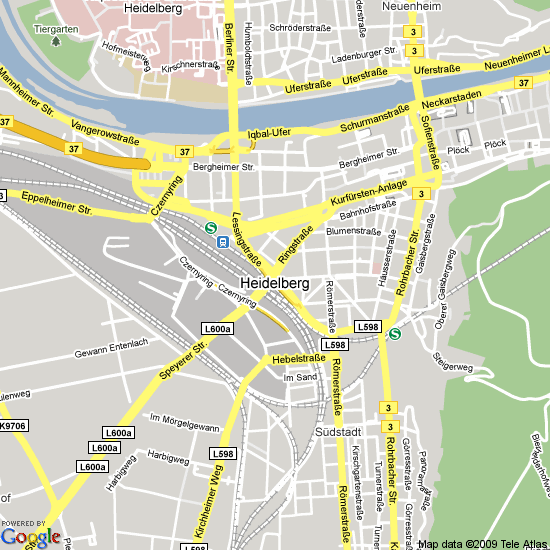 Heidelberg city center map