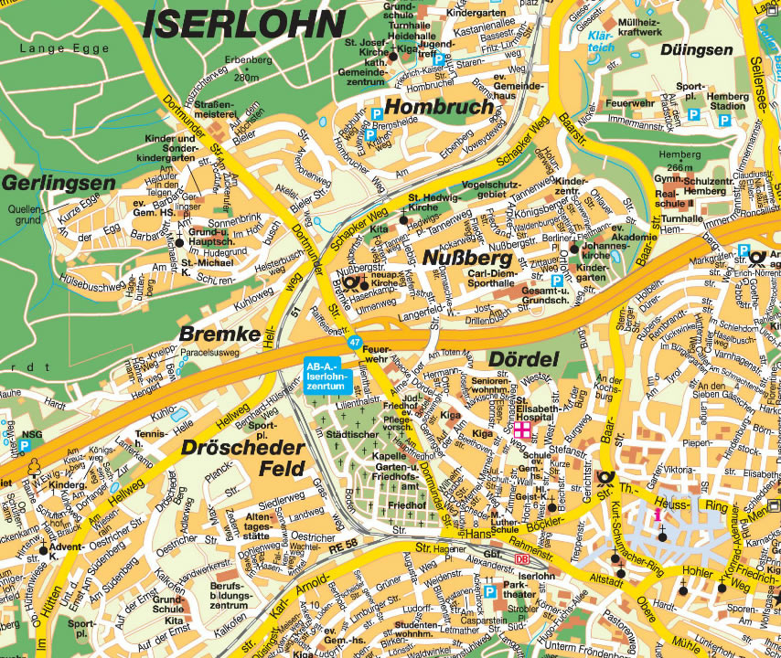 Iserlohn city center map