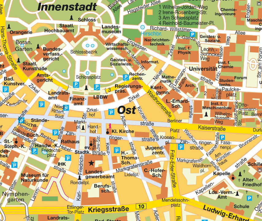 Karlsruhe city center map