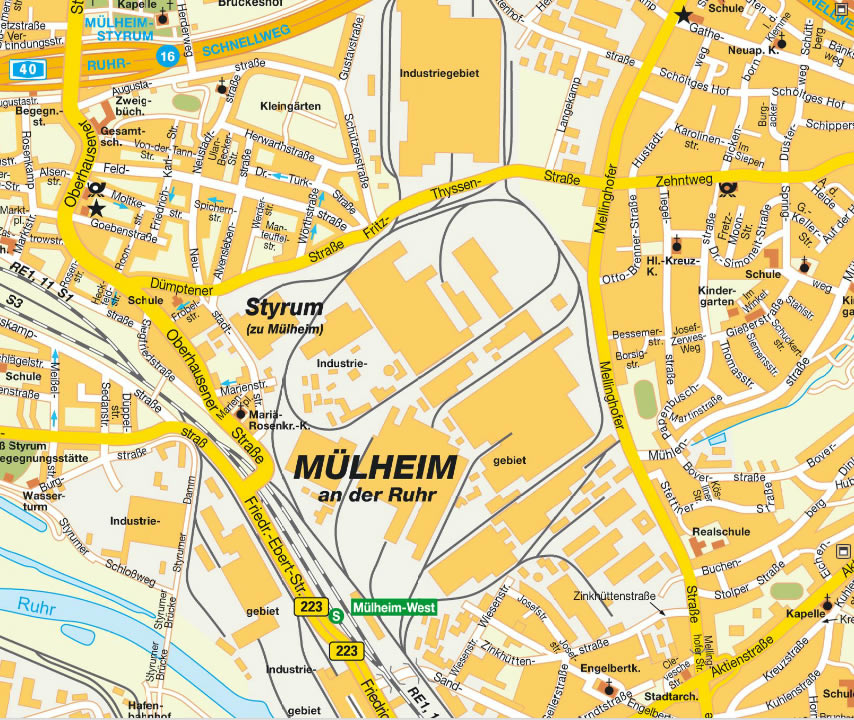 Mulheim city center map