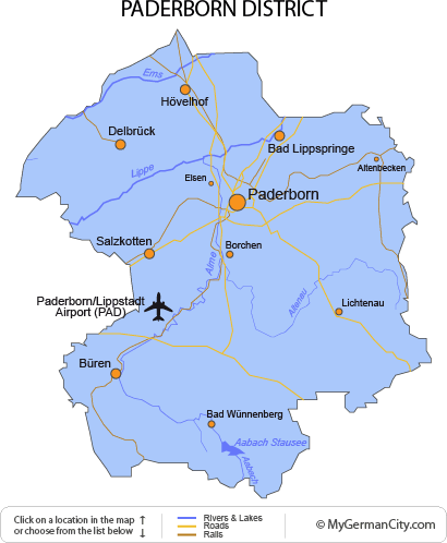 paderborn districts map